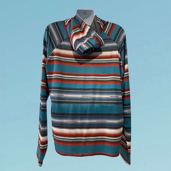 Rock & Roll Denim Multi Colored Turquoise Lightweight Hoodie Men’s Size - XL - Picture 2 of 13